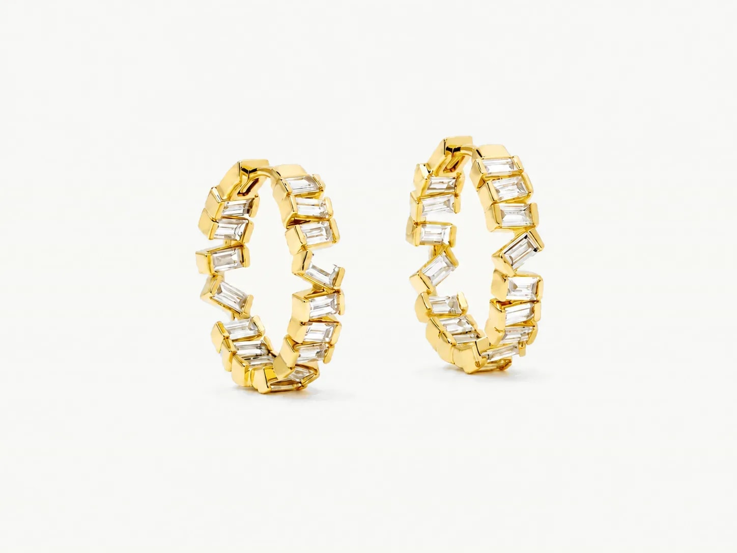Geometric baguette hoop earrings